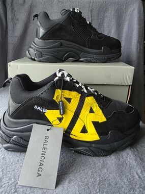 Balenciaga Black & Yellow Triple-S Inspired Chunky Sneakers